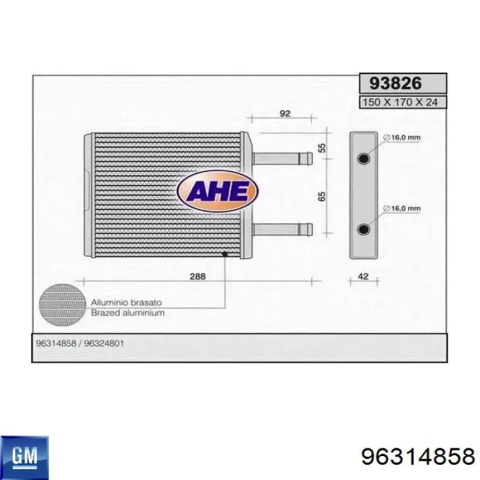 Radiador de forno (de aquecedor) General Motors 96314858 preço, a partir de 35,07 USD