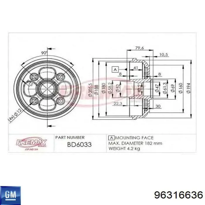 Compre 96316636 General Motors Tambor do freio traseiro