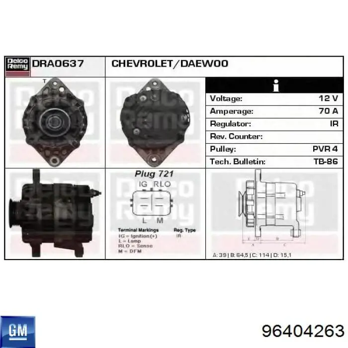 96404263 General Motors Gerador