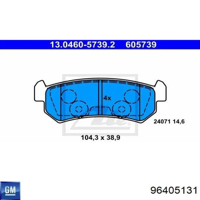 96405131 General Motors Sapatas do freio traseiras de disco