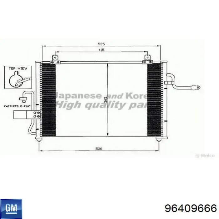 96409666 General Motors Radiador de aparelho de ar condicionado
