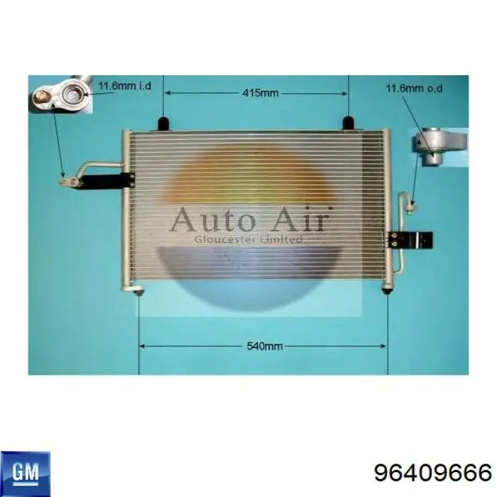 Radiador de aparelho de ar condicionado General Motors 96409666 preço, a partir de 75,95 USD