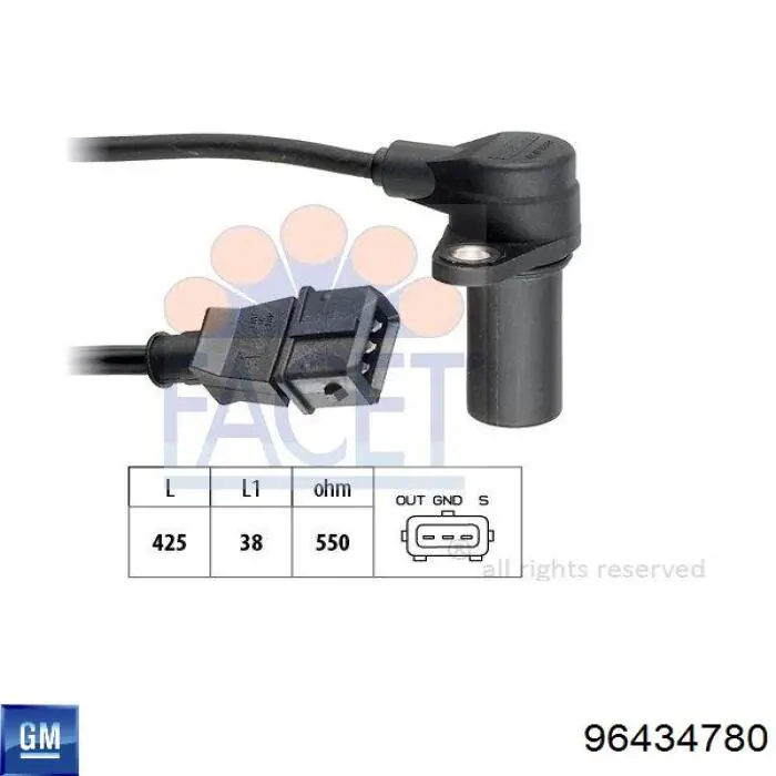 Compre 96434780 General Motors Sensor de posição (de revoluções) de cambota