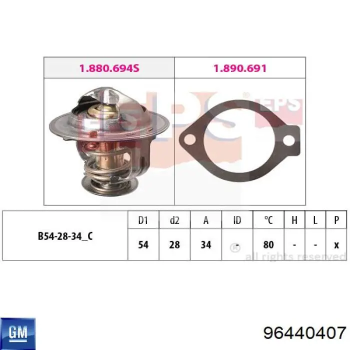 Termostato General Motors 96440407 preço, a partir de 13,20 USD