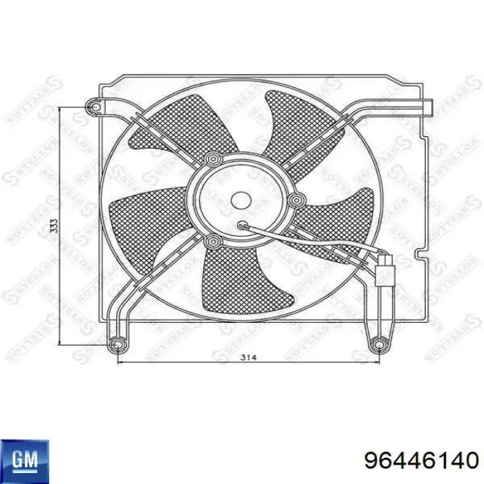 Ventilador elétrico de esfriamento montado (motor + roda de aletas) para Daewoo Lanos  KLAT