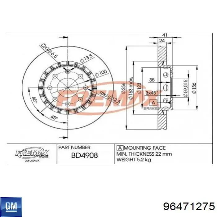 Compre 96471275 General Motors Disco do freio dianteiro