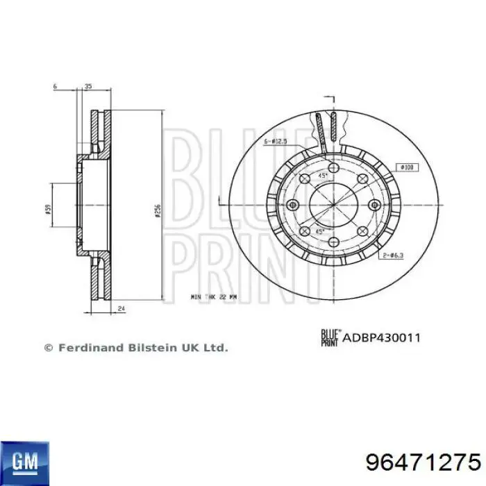 96471275 General Motors Disco do freio dianteiro