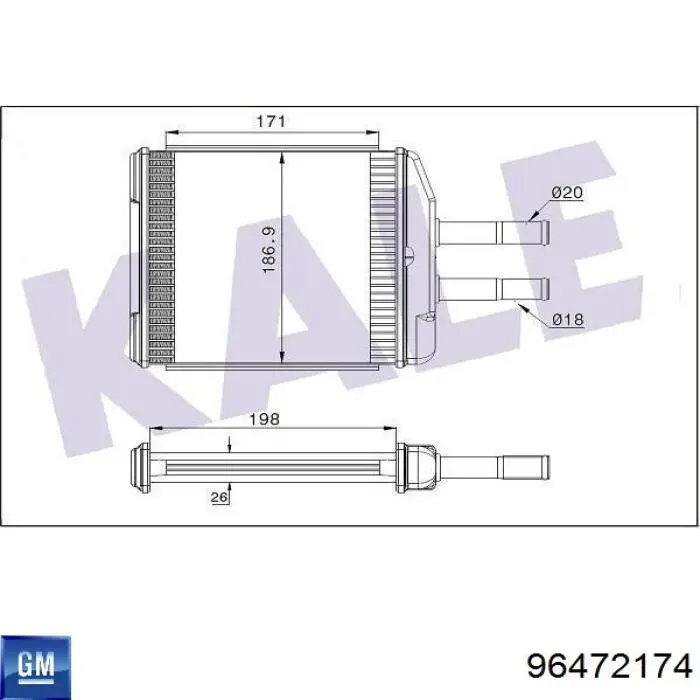 96472174 General Motors Radiador de forno (de aquecedor)