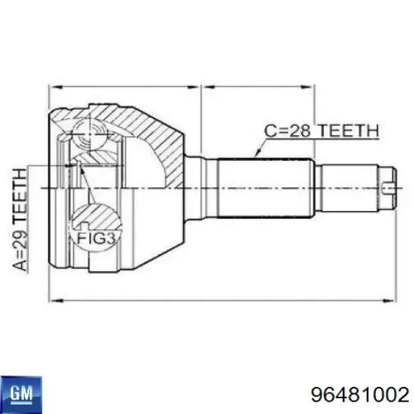 96481002 General Motors Junta homocinética externa dianteira