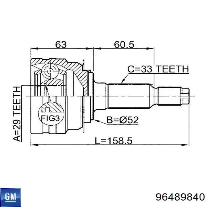 96489840 General Motors Junta homocinética externa dianteira