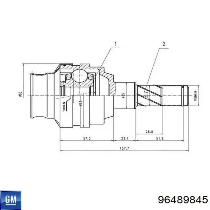 Junta homocinética interna dianteira General Motors 96489845 preço, a partir de 45,85 USD