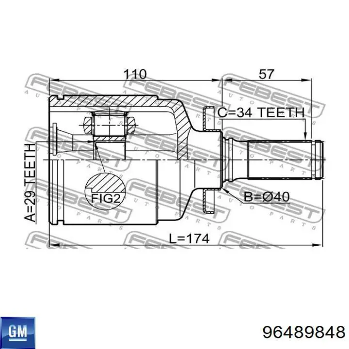 Compre 96298520 General Motors Junta homocinética interna dianteira