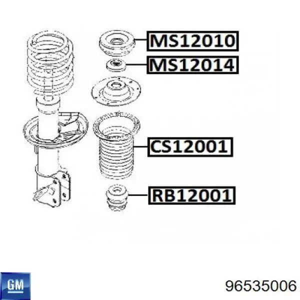 96535006 General Motors Pára-choque (grade de proteção) de amortecedor dianteiro