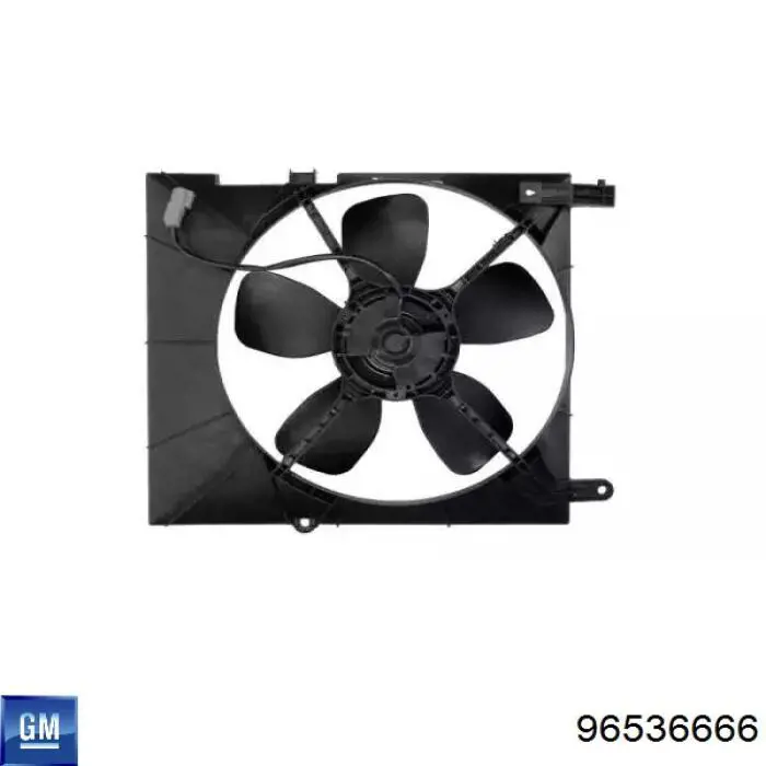 96536666 General Motors Difusor do radiador de esfriamento, montado com motor e roda de aletas