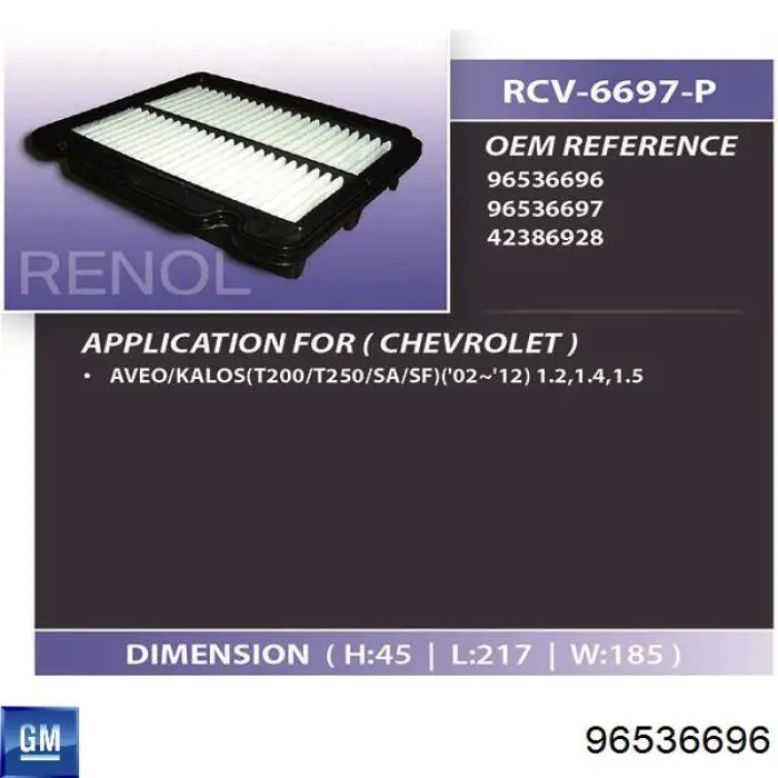Compre 96536696 General Motors Filtro de ar