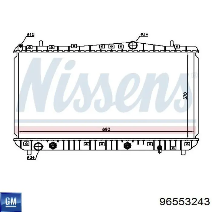 96553243 General Motors Radiador de esfriamento de motor