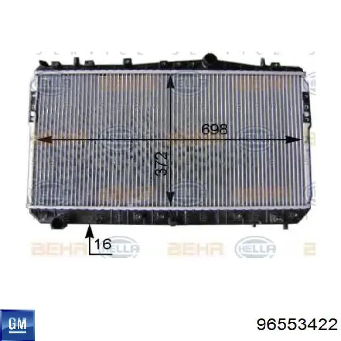 96553422 General Motors Radiador de esfriamento de motor