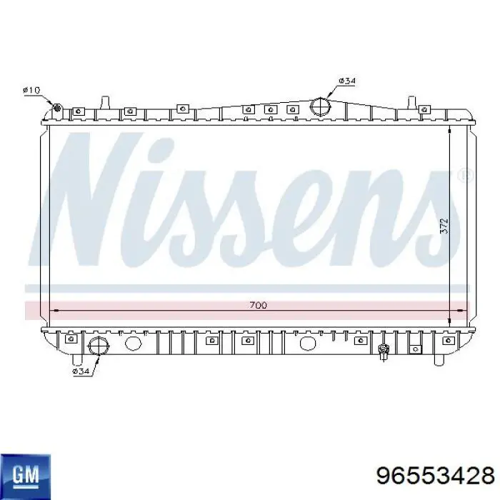 Radiador de esfriamento de motor General Motors 96553428 preço, a partir de 104,30 USD