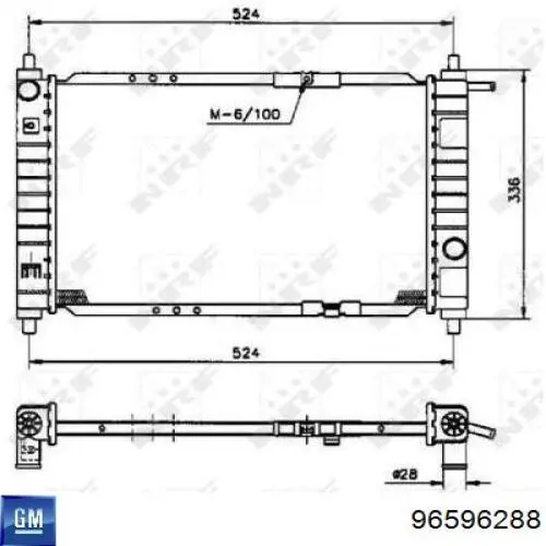 96596288 General Motors Radiador de esfriamento de motor