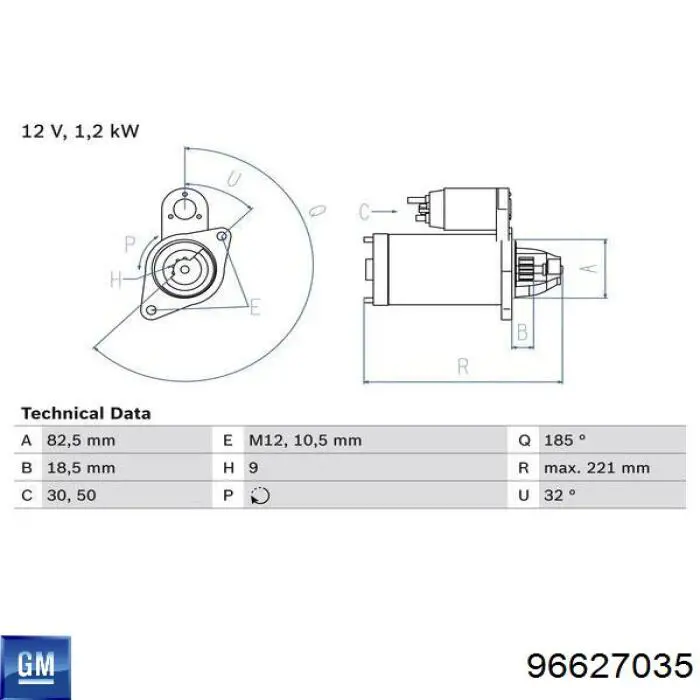 96627035 General Motors Motor de arranco