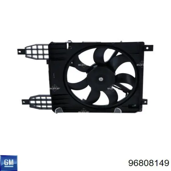 96808149 General Motors Difusor do radiador de esfriamento, montado com motor e roda de aletas