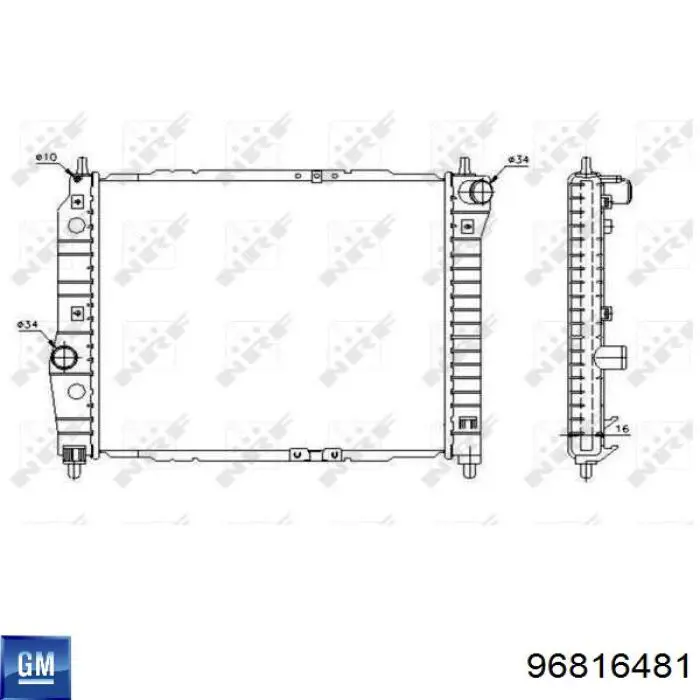 96816481 General Motors Radiador de esfriamento de motor