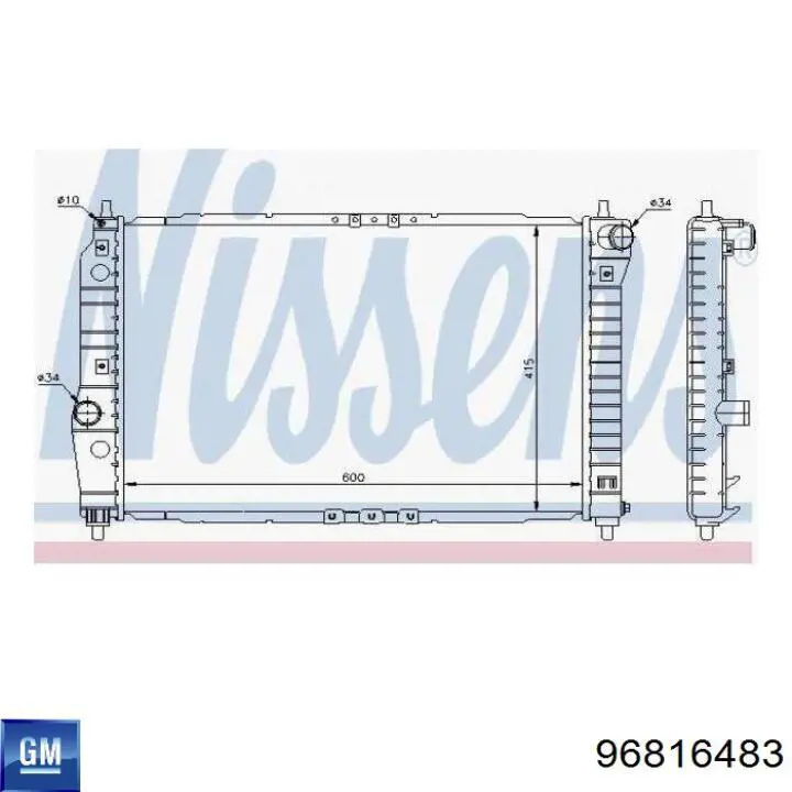 Radiador de esfriamento de motor General Motors 96816483 preço, a partir de 95,27 USD