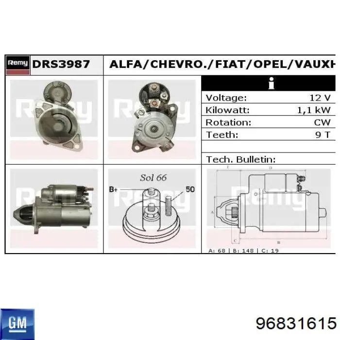 96831615 General Motors Motor de arranco