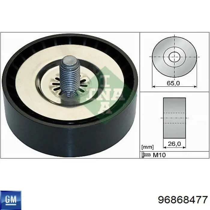96868477 General Motors Rolo parasita da correia de transmissão