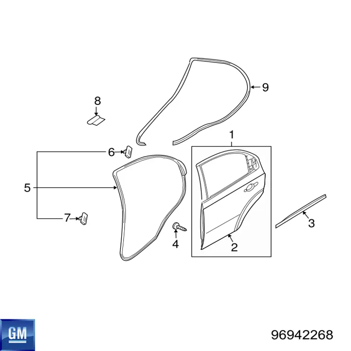 96942268 General Motors Porta traseira direita