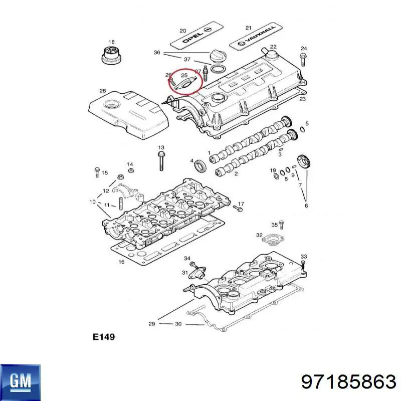 97185863 General Motors Vedante superior da tampa de válvulas de motor