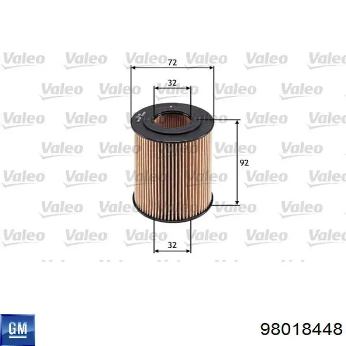 Filtro de óleo General Motors 98018448