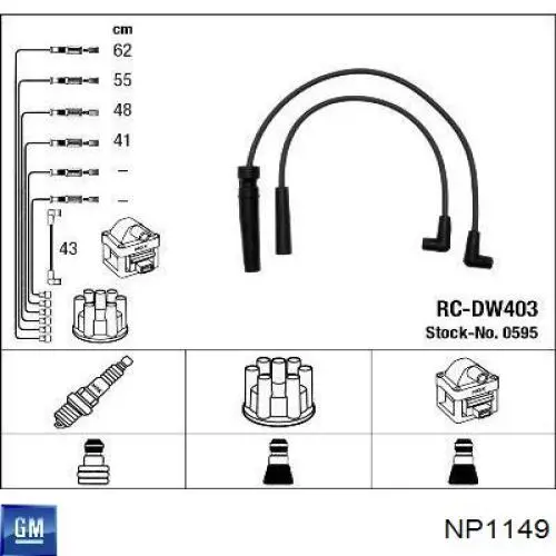 NP1149 General Motors Fios de alta voltagem, kit
