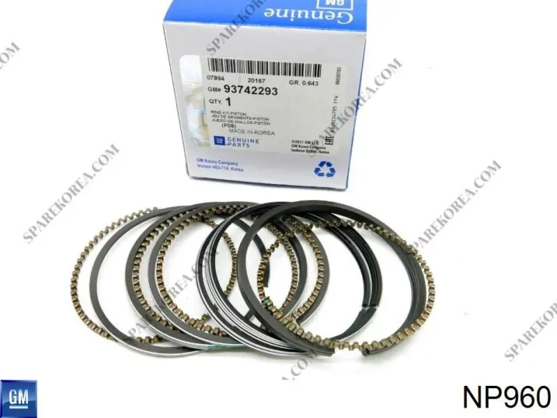 NP960 General Motors Kit de anéis de pistão de motor, STD.