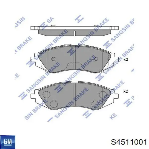 Compre S4511001 General Motors Sapatas do freio dianteiras de disco