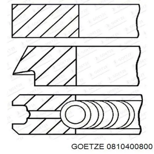 0810400800 Goetze Anéis do pistão para 1 cilindro, 2ª reparação ( + 0,65)