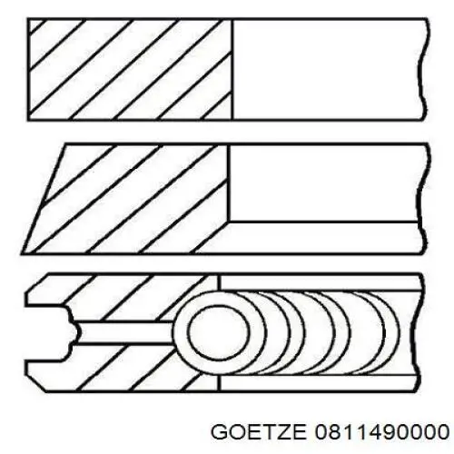 0811490000 Goetze Anéis do pistão para 1 cilindro, STD.
