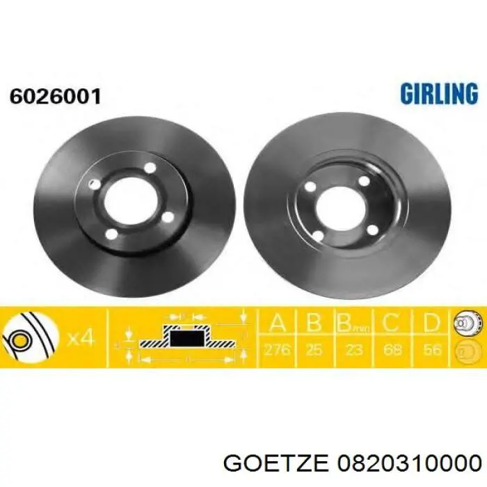 0820310000 Goetze Anéis do pistão para 1 cilindro, STD.