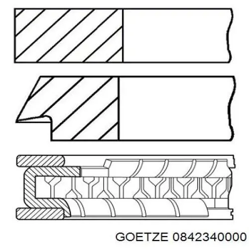 0842340000 Goetze Anéis do pistão para 1 cilindro, STD.