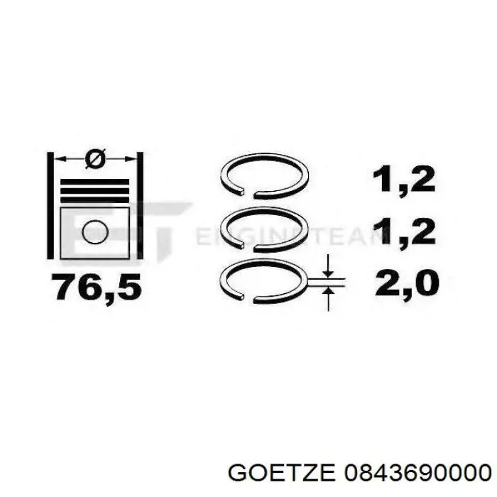 0843690000 Goetze Anéis do pistão para 1 cilindro, STD.
