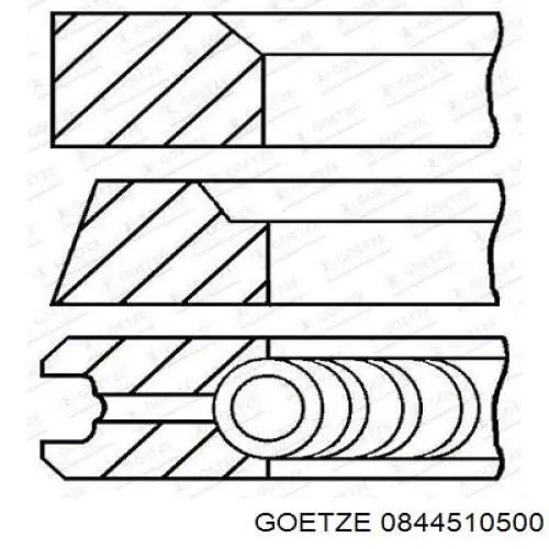 0844510500 Goetze Kit de anéis de pistão de motor, 1ª reparação ( + 0,25)