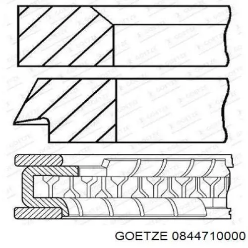 0844710000 Goetze Anéis do pistão para 1 cilindro, STD.