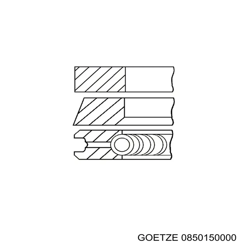 Anéis do pistão para 1 cilindro, STD. 0850150000 Goetze