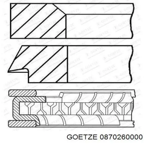 0870260000 Goetze Anéis do pistão para 1 cilindro, STD.