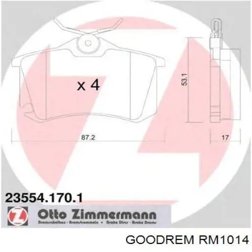 Sapatas do freio traseiras de disco Goodrem RM1014 preço, a partir de 19,14 USD