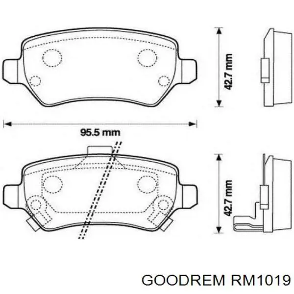 RM1019 Goodrem Sapatas do freio traseiras de disco