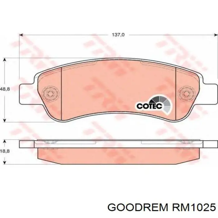RM1025 Goodrem Sapatas do freio traseiras de disco