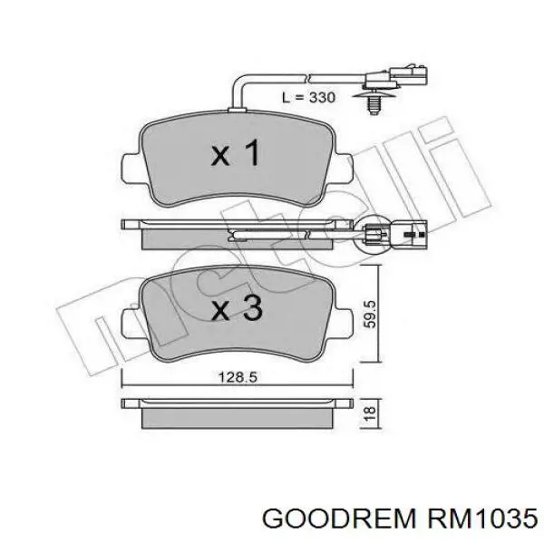 RM1035 Goodrem Sapatas do freio traseiras de disco
