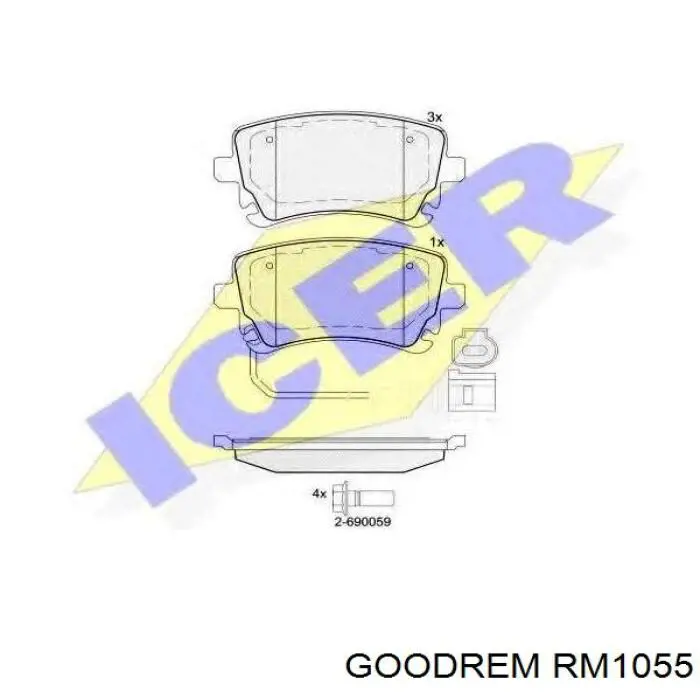 RM1055 Goodrem Sapatas do freio traseiras de disco