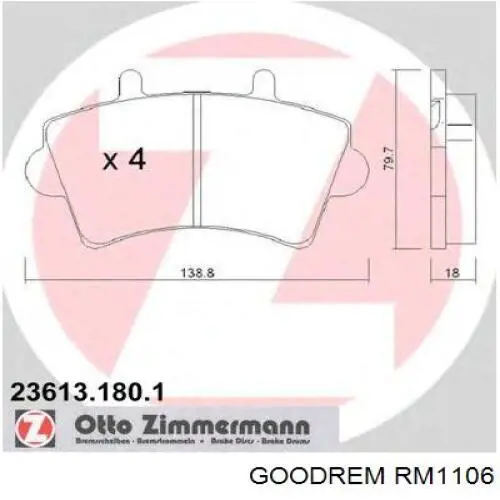 Sapatas do freio dianteiras de disco Goodrem RM1106 preço, a partir de 28,62 USD